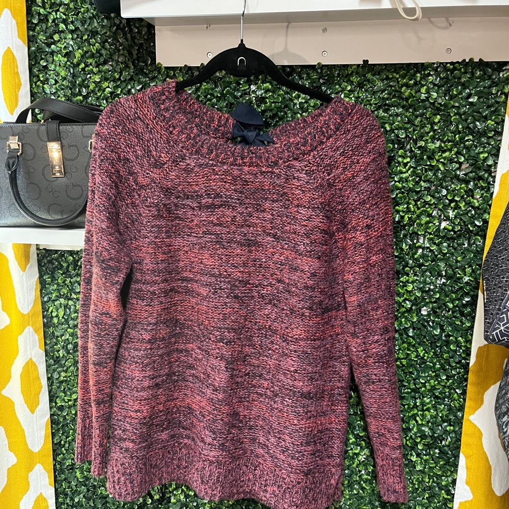LOFT Marled Pink and Black Sweater